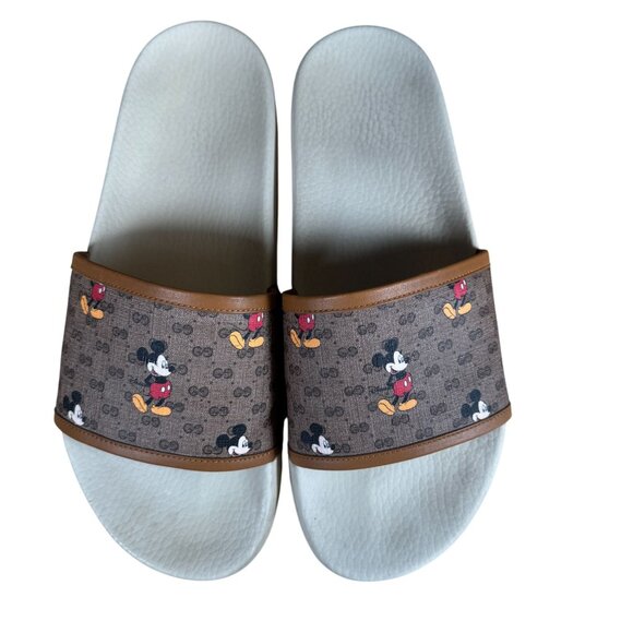 Gucci x Disney Authentic GG Supreme Mickey Mouse Logo Shoes Slides Size 10 - Picture 2 of 12